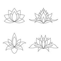 Set of lotus mehndi flower pattern for Henna drawing and tattoo. Decoration in oriental, Indian style. Doodle ornament. vector