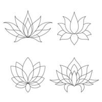 Set of lotus mehndi flower pattern for Henna drawing and tattoo. Decoration in oriental, Indian style. Doodle ornament. vector