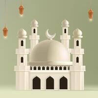 a drawing of a mosque with a white mosque on the top vector