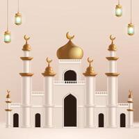 un imagen de un mezquita con un oro Hazme y un oro Hazme vector