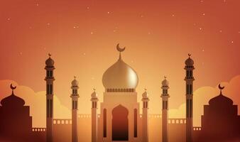 un vistoso ilustración de un mezquita con un mezquita en el antecedentes vector