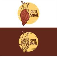 top view cute snail logo design vector