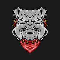 pitbull design with bandana and chain vector