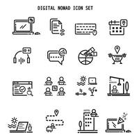 Remote work, digital nomad, work from Home lifestyle outline collection icon set. vector