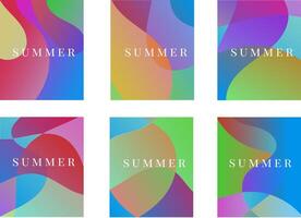 Background of summer bright and juicy cards set. Modern abstract art, summer cards collection vector