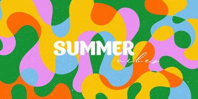 Summer backgrounds with liquid abstract shapes. Fluid juicy illustration, cover template, geometric art in pastel colors and minimal style. Vintage packaging layout. Flowing forms. vector