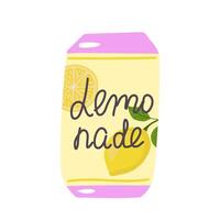 Lemonade in aluminum can. Soda bottle lemon can. vector