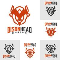 Set of Bison logo template, Creative Bison head logo design concepts vector