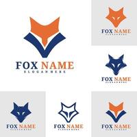 Set of Fox logo template, Creative Fox head logo design concepts vector