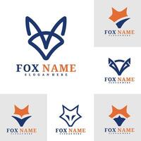 Set of Fox logo template, Creative Fox head logo design concepts vector