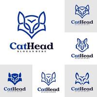 Set of Cat logo template, Creative Cat head logo design concepts vector