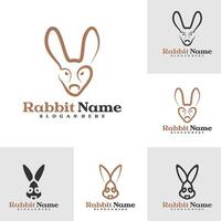 Set of Rabbit logo template, Creative Rabbit head logo design concepts vector