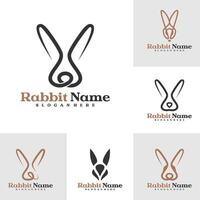 Set of Rabbit logo template, Creative Rabbit head logo design concepts vector