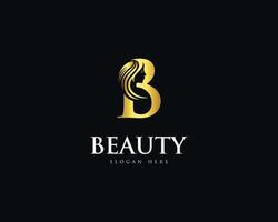 Beauty woman letter B logo icon design modern elegant style template. vector