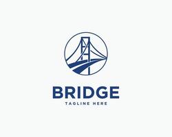 Abstract bridge lines logo design minimal simple template. vector