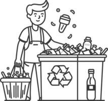 outline illustration for positive activities for throw garbage in the place vector