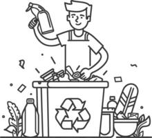 outline illustration for positive activities for throw garbage in the place vector