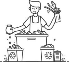 outline illustration for positive activities for throw garbage in the place vector