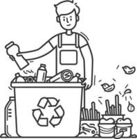 outline illustration for positive activities for throw garbage in the place vector