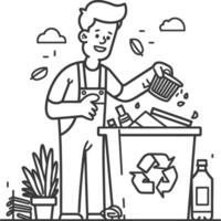 outline illustration for positive activities for throw garbage in the place vector