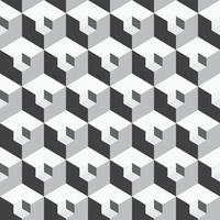 seamless geometric pattern. Monochrome cubes repeatable background. Decorative black and white 3d texture vector