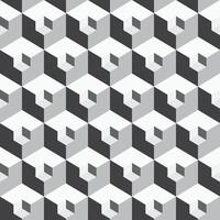 seamless geometric pattern. Monochrome cubes repeatable background. Decorative black and white 3d texture vector