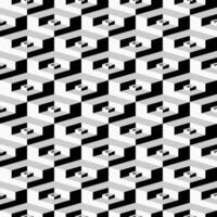 seamless geometric pattern. Monochrome cubes repeatable background. Decorative black and white 3d texture vector