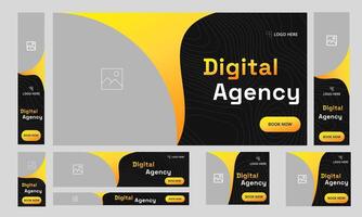 Modern digital agency web set banner design for social media post, startup business services offer banner design, fully editable eps 10 file format vector