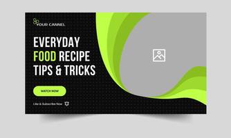 Editable cover banner design, food review tips and tricks, recipe techniques thumbnail banner design, fully customizable eps 10 file format vector