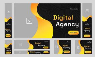 Customizable web set banner design for social media post, Digital agency services offer banner design, fully editable eps 10 file format vector