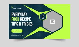 Everyday food recipe tips and trick cover banner design, modern thumbnail banner design, fully customizable eps 10 file format vector