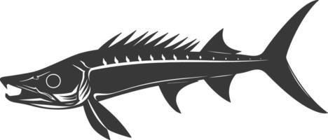 silueta barracuda animal negro color solamente vector