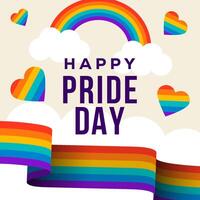 flat happy pride day illustration design with clouds vector