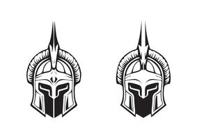 Set of Two Intricate Helmets with Horns and Spikes, Emanating a Ferocious Aura of Strength and Intimidation vector