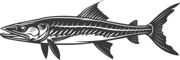 silueta barracuda animal negro color solamente vector