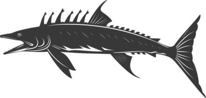 silueta barracuda animal negro color solamente vector