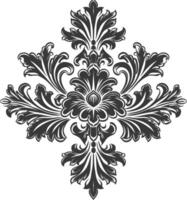 silueta barroco ornamento con filigrana floral elemento negro color solamente vector