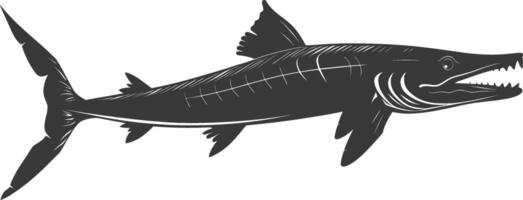 silueta barracuda animal negro color solamente vector