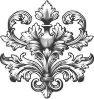 silueta barroco ornamento con filigrana floral elemento negro color solamente vector