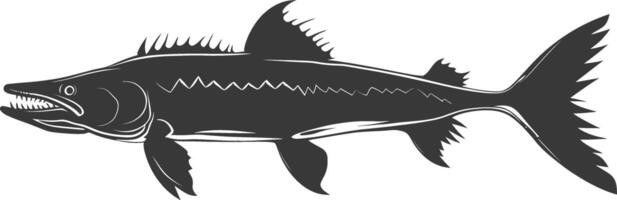 silueta barracuda animal negro color solamente vector