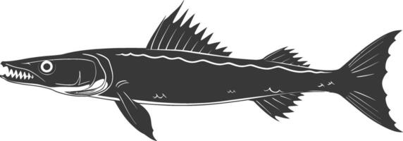 Silhouette Barracuda animal black color only vector