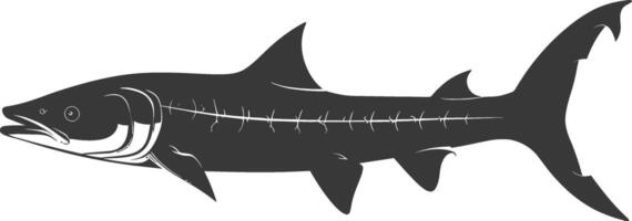 Silhouette Barracuda animal black color only vector