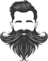 silueta barba pelo Bigote hombre solamente negro color solamente vector