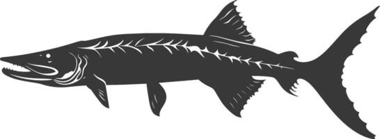 Silhouette Barracuda animal black color only vector