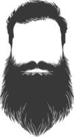 silueta barba pelo Bigote hombre solamente negro color solamente vector