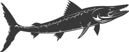 silueta barracuda animal negro color solamente vector