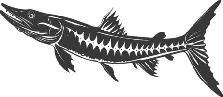 silueta barracuda animal negro color solamente vector