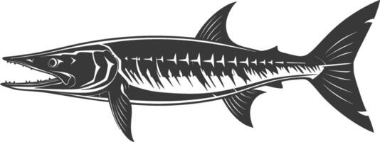 Silhouette Barracuda animal black color only vector