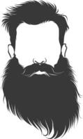 Silhouette beard hair mustache man only black color only vector