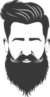 Silhouette beard hair mustache man only black color only vector